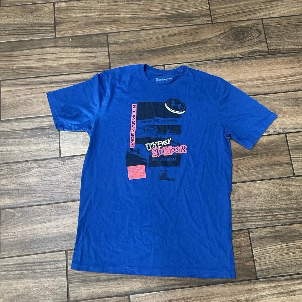 Under Armour Blue Graphic Logo T Shirt Men’s Large Athletic Casual Tee